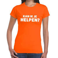 Kan ik je helpen beurs/evenementen t shirt oranje dames