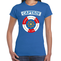 Kapitein/captain verkleed t shirt blauw voor dames