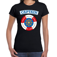 Kapitein/captain verkleed t shirt zwart voor dames