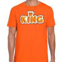 King in cartoon letters t shirt oranje voor heren   Koningsdag shirts