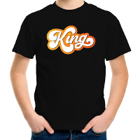 King Koningsdag t shirt zwart voor kinderen/ jongens