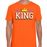 King met gouden kroon t shirt oranje voor heren   Koningsdag shirts