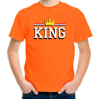 King met kroon t shirt oranje voor kinderen   EK/WK   Koningsdag shirts