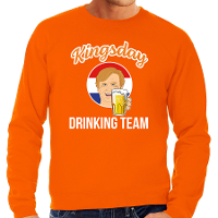 Kingsday drinking team sweater oranje voor heren   Koningsdag truien