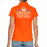 Kingsday party crew polo shirt oranje voor dames   Koningsdag polo shirts
