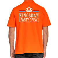 Kingsday party crew polo shirt oranje voor heren   Koningsdag polo shirts