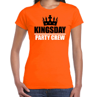 Kingsday party crew t shirt oranje voor dames   Koningsdag shirts
