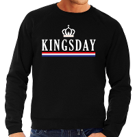 Kingsday print sweater   trui   zwart   voor heren   koningsdag