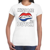 Kiss me I am Dutch t shirt wit dames