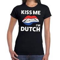 Kiss me i am Dutch t shirt zwart dames