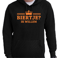 Koningsdag hoodie voor heren   biertje   zwart   met glitters   feestkleding