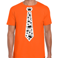 Koningsdag oranje t shirt   kroontjes stropdas   heren
