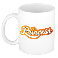 Koningsdag princess met kroontje mok/ beker wit 300 ml