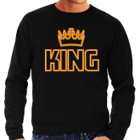 Koningsdag sweater   king kroontje   heren   zwart