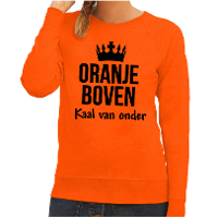 Koningsdag Sweater   Oranje boven kaal van onder   dames