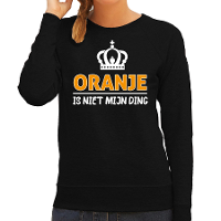 Koningsdag sweater   oranje is niet mijn ding   dames   zwart