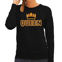 Koningsdag sweater   queen kroontje   dames   zwart
