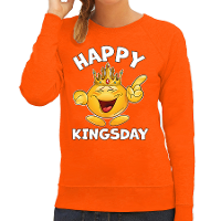 Koningsdag sweater voor dames   happy kingsday   oranje   feestkleding