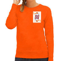 Koningsdag sweater voor dames   kaarten koning   oranje   feestkleding