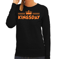 Koningsdag sweater voor dames   kingsday   zwart   met glitters   oranje feestkleding