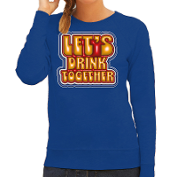 Koningsdag sweater voor dames   let's drink together   blauw   oranje feestkleding