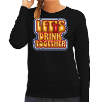 Koningsdag sweater voor dames   let's drink together   zwart   oranje feestkleding
