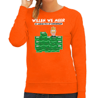 Koningsdag sweater voor dames   meer of minder   bier/pils   oranje   feestkleding