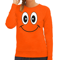 Koningsdag sweater voor dames   Smile Emoticon   oranje   feestkleding
