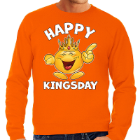 Koningsdag sweater voor heren   happy kingsday   oranje   feestkleding
