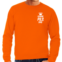 Koningsdag sweater voor heren   koning pils dag   oranje   feestkleding