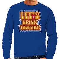 Koningsdag sweater voor heren   let's drink together   blauw   oranje feestkleding