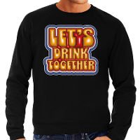 Koningsdag sweater voor heren   let's drink together   zwart   oranje feestkleding