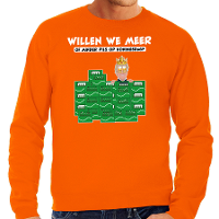 Koningsdag sweater voor heren   meer of minder   bier/pils   oranje   feestkleding