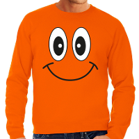 Koningsdag sweater voor heren   Smile Emoticon   oranje   feestkleding