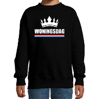 Koningsdag sweater Woningsdag zwart voor kinderen