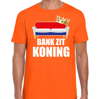 Koningsdag t shirt bank zit Koning oranje voor heren