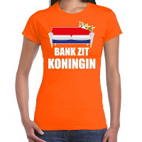 Koningsdag t shirt bank zit Koningin oranje voor dames