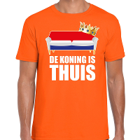 Koningsdag t shirt de Koning is thuis oranje voor heren
