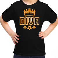 Koningsdag t shirt   diva   voor meisjes   zwart