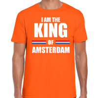 Koningsdag t shirt I am the King of Amsterdam oranje voor heren