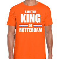 Koningsdag t shirt I am the King of Rotterdam oranje voor heren