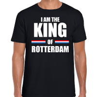 Koningsdag t shirt I am the King of Rotterdam zwart voor heren