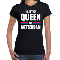 Koningsdag t shirt I am the Queen of Rotterdam zwart voor dames