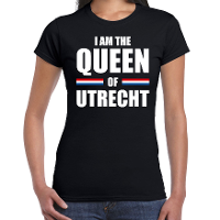 Koningsdag t shirt I am the Queen of Utrecht zwart voor dames
