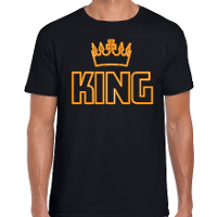 Koningsdag t shirt   king kroontje   heren   zwart