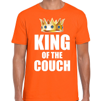 Koningsdag t shirt king of the couch oranje voor heren