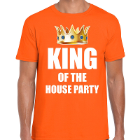 Koningsdag t shirt King of the house party oranje voor heren