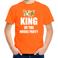 Koningsdag t shirt King of the house party oranje voor kinderen