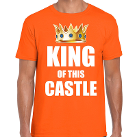 Koningsdag t shirt King of this castle party oranje voor heren