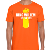 Koningsdag t shirt King Willem lust ze wel met kroontje oranje voor heren